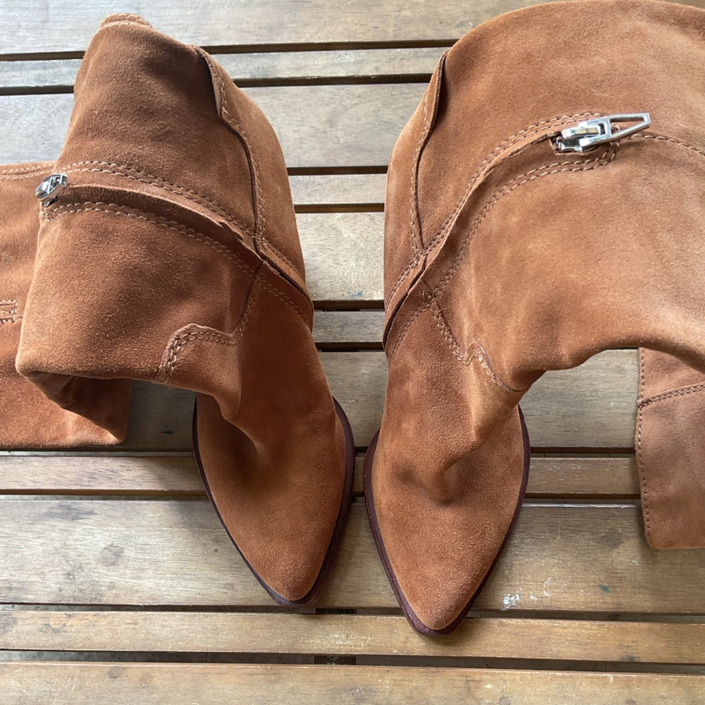 Dolce Vita Tan Suede Heeled Boots Knee High Kylar - Picture 6 of 10